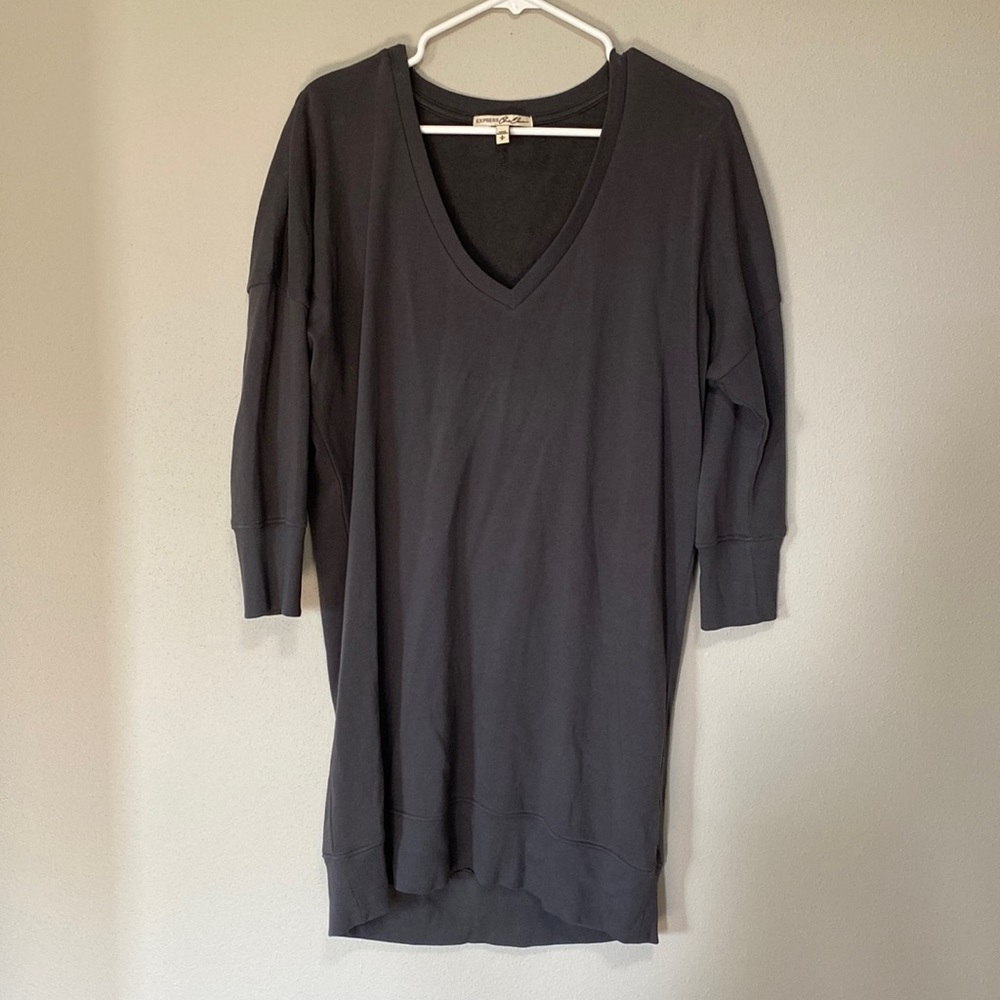 Gray 3/4 sleeve sweatshirt dress